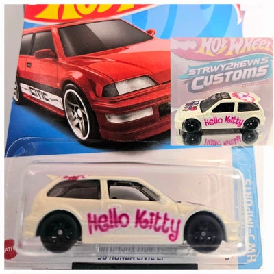 Hot Wheels Honda Civic ***Personalizado Hello Kitty Premium Super Treasure Hunt*** Foto 1 de 3