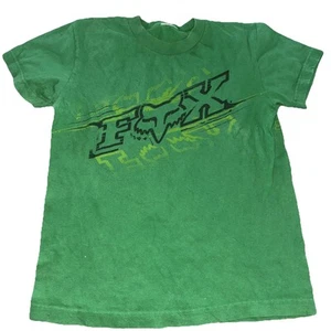 Vintage Y2K Fox Racing T-Shirt Green Boys Medium Faded - Picture 1 of 4