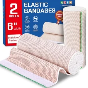 Envoltura de vendaje elástico premium de 6 pulgadas, vendaje de compresión para piernas, paquete de 2 - Imagen 1 de 5