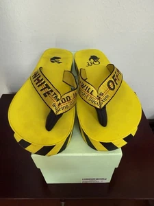 Off-White Industrial Logo Flip Flops Yellow/Black Size 40 in Box Men’s Size 7 - Picture 1 of 7