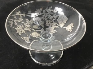 Plato de caramelo vintage cristal esterlina superposición floral 5" - Imagen 1 de 6