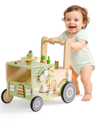 ROBOTIME Wooden Baby Walker Push Toy for Toddlers, Baby Push Walker with Whee... - Image 1 of 4