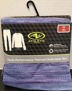 Athletic Works Girls Youth M 8, L 10-12, OR XXL 18 Thermal Underwear Set Purple - Picture 1 of 6