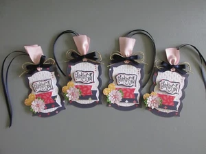 Geschenkanhänger, Thinking of You, Handarbeit 4er Set, Paket Geschenktüte, Geburtstag, Gastgeschenk - Bild 1 von 3