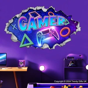 AUTOCOLLANT MURAL GAMER ART MURAL DÉCALCOMANIE POUR CHAMBRE D'ENFANTS ET SALLE DE JEUX - Photo 1 sur 6