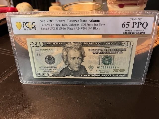 2009 $20 ATLANTA Fr. 2095-F* SOI Star Note PCGS GEM UNC 65 PPQ Very Hard 2 Find! - Image 1 of 3