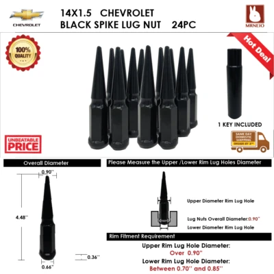 24 PIEZAS CHEVROLET BLAZER/C-2500/C-3500 14X1.5 NEGRO BELLOTA ESPIGA TUERCAS + LLAVE Foto 1 de 3