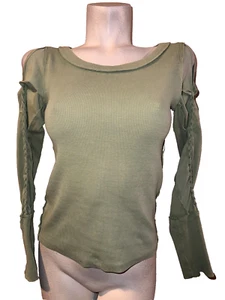 Camiseta Pullover WE THE FREE People Para Mujer Talla S Pequeña Verde Hombro Frío - Imagen 1 de 6