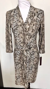 NWT Dana Buchman Womens Multi-Color Animal Print 3/4 Sleeve Midi Dress Size XS - Picture 1 of 13