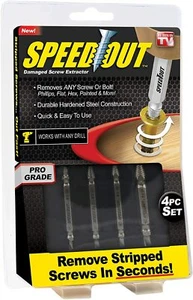 Ontel Speed Out Damaged Screw Extractor & Bolt Extract 4Pc Set with Storage Case - Picture 1 of 6