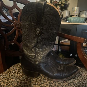 Talla Lizard Western Boots Made In Mex Black US Men’s 8 1/2 Handmade - Picture 1 of 11
