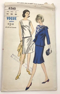 Vintage Vogue Schnittmuster 6260 Zweiteiler Kleid Schal Überbluse FF Gr. 14 - Bild 1 von 3