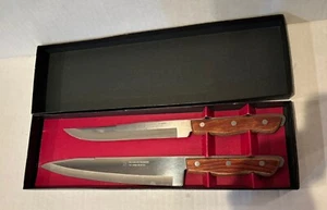 Maxam Edelstahl Messer Set Schnitzen/Koch Holzgriffe Made in Japan Org Box - Bild 1 von 7