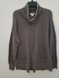 Light plum cowl neck drawstring pullover sweater with front pockets - Picture 1 of 2