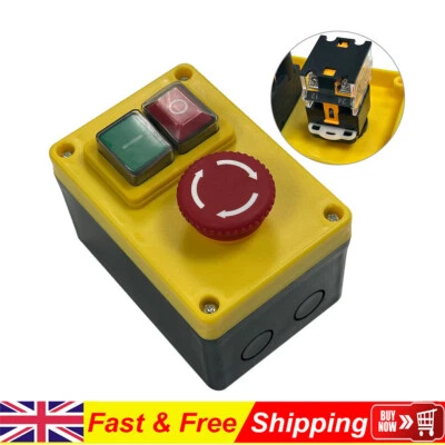 Workshop Lathe NVR (No Volt Release) Safety Switch & Emergency Stop 220/240V UK - Image 1 of 4