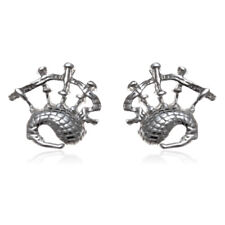 Sterling silver Scottish bagpipes stud earrings in jewellery gift box