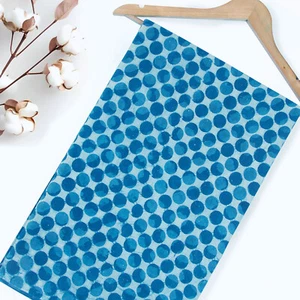 Polka Dot Indigo Blue Fabric By The Yard Indian Hand Block Printed Sewing Fabric - Picture 1 of 9
