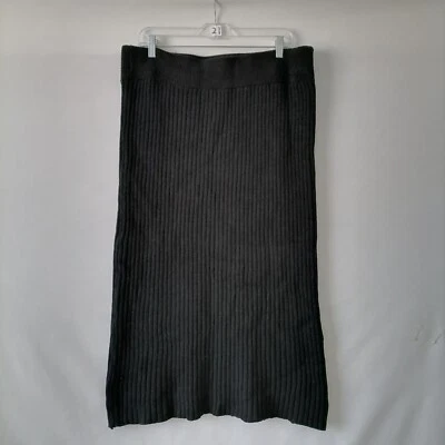 Time And Tru Black Classy 90's Retro Ribbed Knit Straight & Pencil Skirt Sz XXL - Image 1 of 4