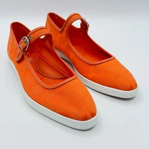Neu mit Etikett Coach orangefarbene Signature Canvas Mary Jane Damen-Flats 6,5 M — seltener lebendiger Farbton - Bild 1 von 12