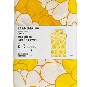 IKEA KRANSMALVA Yellow Floral Twin Duvet Cover and Pillowcase - Picture 1 of 3