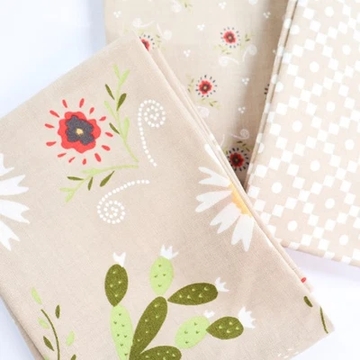 Walkabout Sheri & Chelsi for Moda Fat Quarter Lot of THREE Cactus Floral Cotton - Image 1 of 3