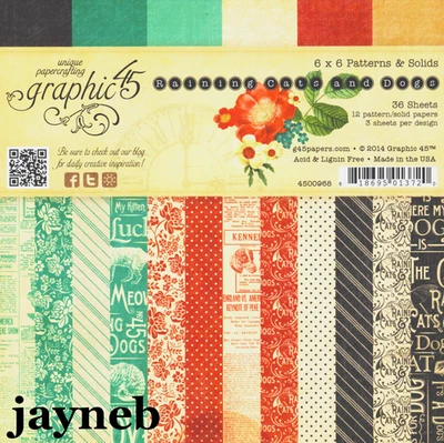 Graphic 45 Raining Cats & Dogs 6x6 Patterns & Solids Pad Pets  Retired 2014 - Image 1 of 2