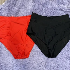 2 Aerie Badeanzugunterteile mit hoher Taille rot & schwarz Größe Large - Bild 1 von 9
