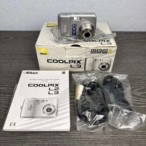 Nikon Coolpix L3 5.1 MP 3x Zoom with Data Cables, Manuals, Box + More - Picture 1 of 12