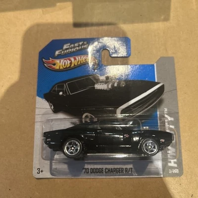 HOT WHEELS ‘70 DODGE CHARGER BLACK FAST AND FURIOUS SHORT CARD - Image 1 of 2