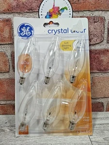 GE Crystal Clear Decorative B Type Candelabra Light Bulbs 6 Ct 40W 370 Lumens - Picture 1 of 6