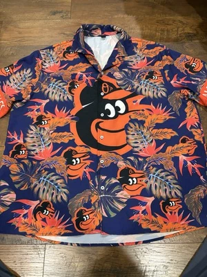 Baltimore Orioles Men's Hawaiian Shirt XXL Floral Short Sleeve with Button-Up - Image 1 of 4