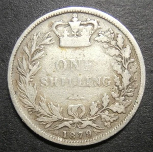 Shilling 1879 - UK Victoria 6B no die unrecorded by Spink - Davies#911 key date - Picture 1 of 3