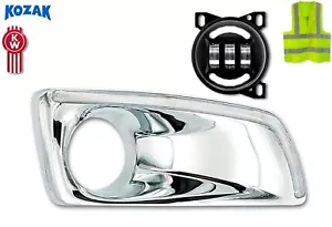 Chrome Fog Bezel Built-in LED Strip & Black Full LED Fog Right Kenworth T660 - Foto 1 di 9