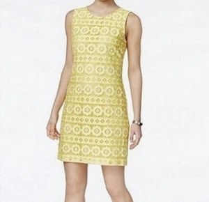 Tommy Hilfiger Dress Sz 6 Yellow White Floral Lace Short Mini Sleeveless Spring - Picture 1 of 8