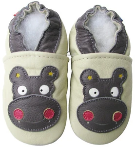 carozoo Nilpferd creme Outdoor Gummisohle Lederschuhe bis 4 Jahre alt - Bild 1 von 2
