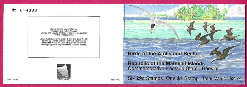 MARSHALL ISLANDS 1991 - Booklet - BIRDS OF THE ATOLLS & REEFS - Complete - MNH - Image 1 of 2
