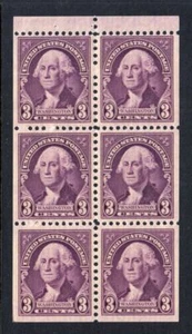 1932 Washington regular issue 3c purple booklet pane Sc 720b MNH nice OG - Picture 1 of 1