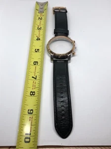 Diesel Black Genuine Leather Watch Band Use For Parts W/ Crystal 22mm J232 - Picture 1 of 8