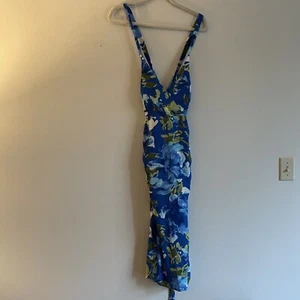 Lulus Women XS Blue Floral Forever Blossoming Lace-Up Back Midi Dress NWT - Picture 1 of 11