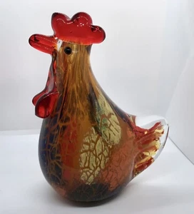 Murano Style Hand Made Art Glass Multi-colored Rooster 6” Tall - Picture 1 of 9