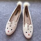 Elisa Litz Size 39 Ballet Flats Shoes Rabbit Bunny Animal Cute Furry Pearls