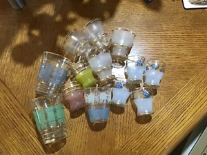 Vintage drinking glasses lot 13 Frosted ~ 2 sets 4 plus 2 pairs plus 1 lone - Picture 1 of 15