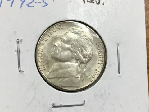 1942 S JEFFERSON Nickel DIE Crack and Lamination on Reverse ERROR BU WAR nickel Cover
