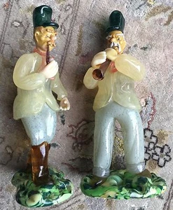 Pair of Rare Antique Handcrafted Czechoslovakian Bohemia Glass 7"/18cm Figurines - Picture 1 of 12