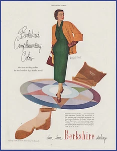 Vintage 1949 BERKSHIRE Sheer Stockings 51's Nylons Women's Fashion 40's Print Ad - Picture 1 of 1