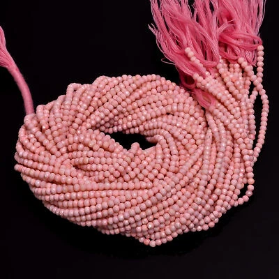 Cuentas facetadas redondas de piedras preciosas de ópalo rosa 100 % naturales 3x3 mm hilo 13" EB-225 Foto 1 de 2