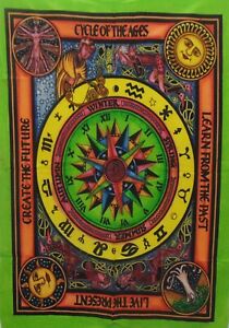 Tapestry Brush Astrology Print Indian Mandala Hippie Zodiac Poster Wall Hanging 