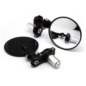 3" Black round 7/8" CNC bar end convex mirrors foldable Yamaha YZF R6 R600R FZ6 - Foto 1 di 5