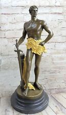 Decor Nude Male Warrior Bronze Sculpture Home Office Decoration Statue Decor