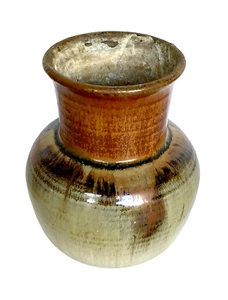 Vintage LT Studio Art Stoneware Pottery Vase, LT Chop Mark, 7" Tall - Picture 1 of 13
